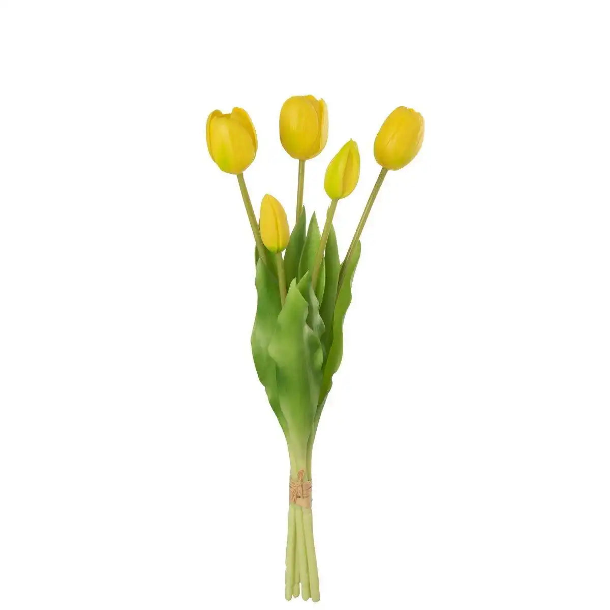 J-Line Blumenstrauß aus Tulpen, 5 Stück, PU, Gelb, mittelgroß - HomeDesign Knaus