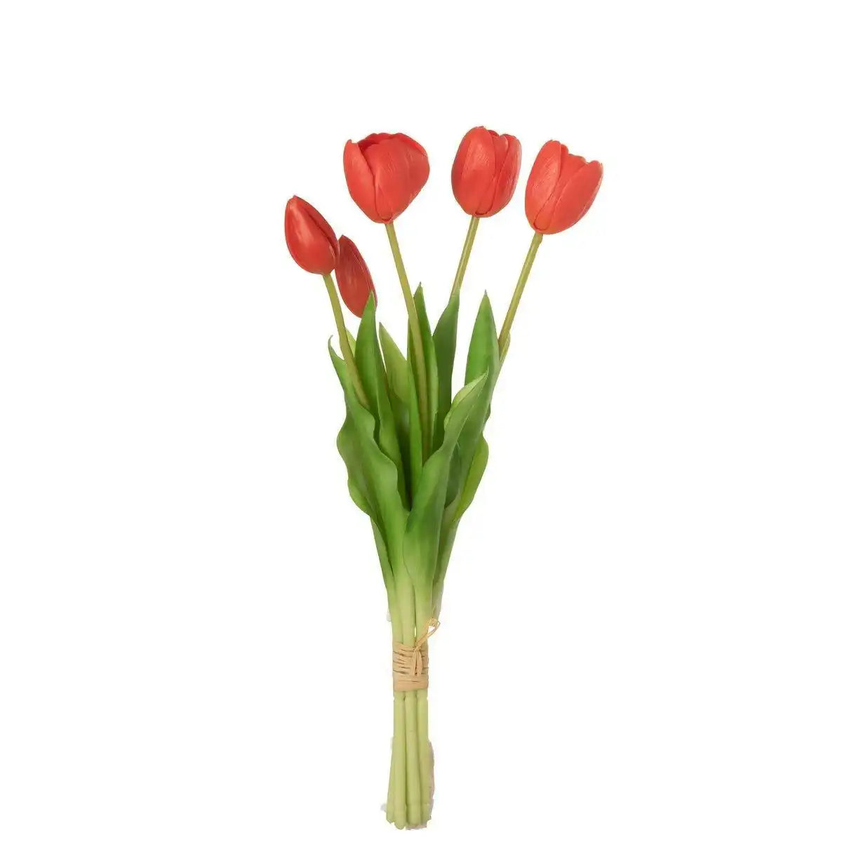 J-Line Blumenstrauß aus Tulpen, 5 Stück, PU, Korallenrosa, mittelgroß - HomeDesign Knaus