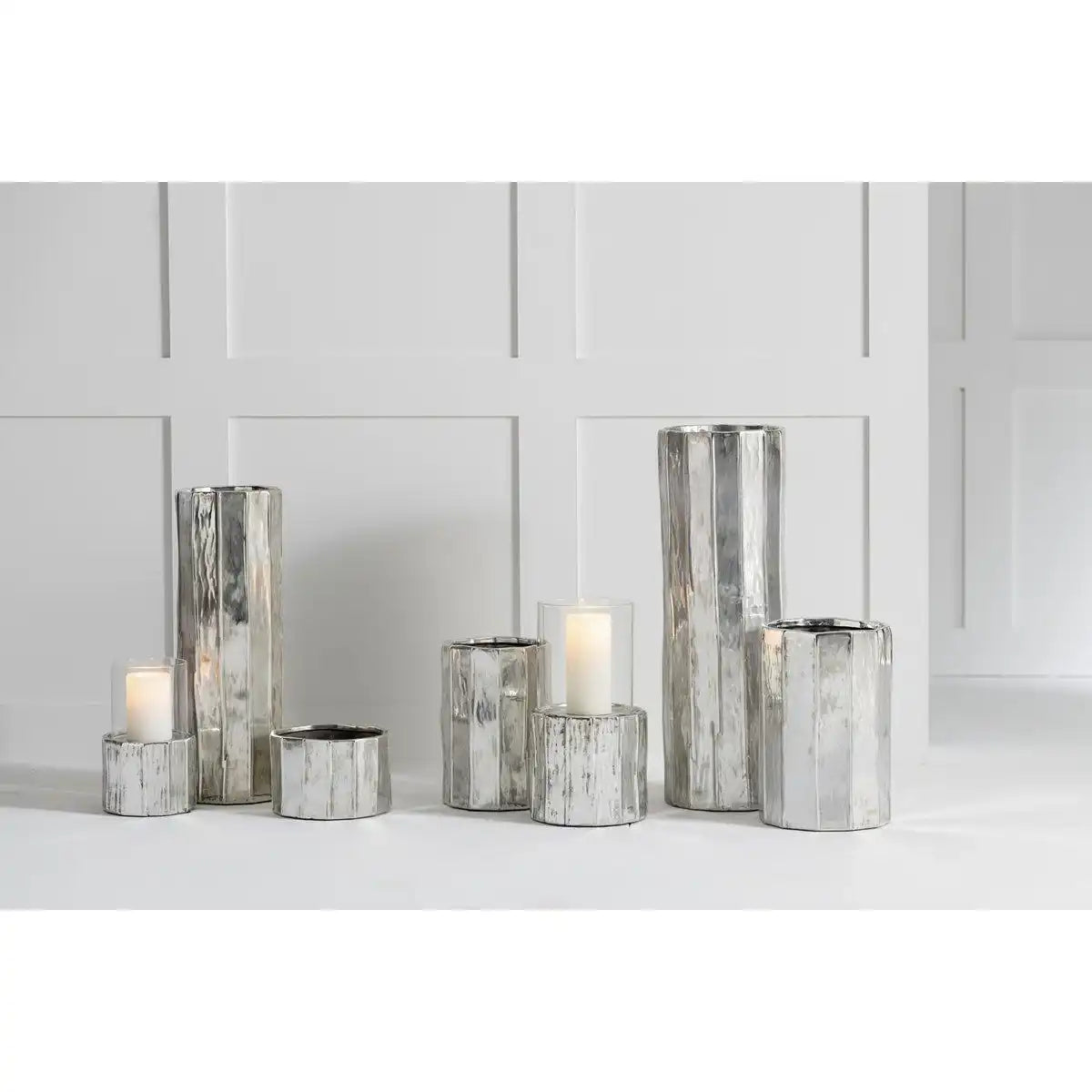 J-Line Blumentopf Ary Klei - Keramik - Silber - klein - Ø 18,00 - HomeDesign Knaus