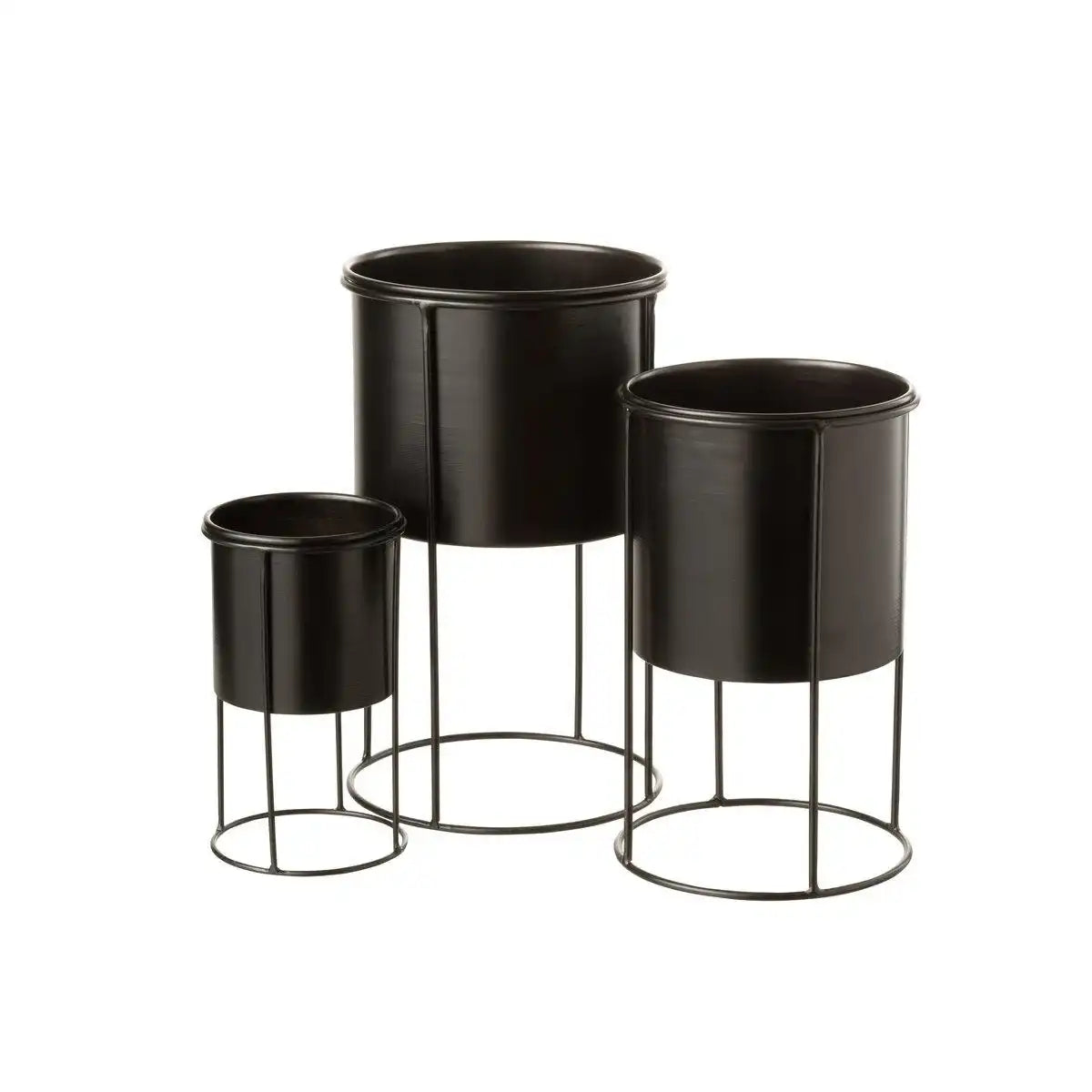J-Line Blumentopf auf Fuß - Metall - Schwarz - Groß - Ø 18,00 cm - HomeDesign Knaus