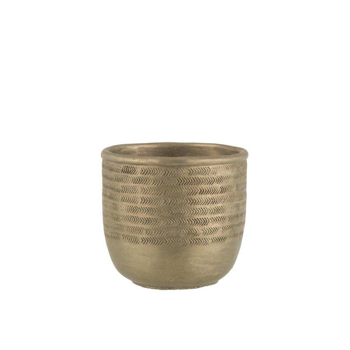 J-Line Blumentopf Chalet – Zement – Grün/Gold – L – Ø 17,5 cm - HomeDesign Knaus