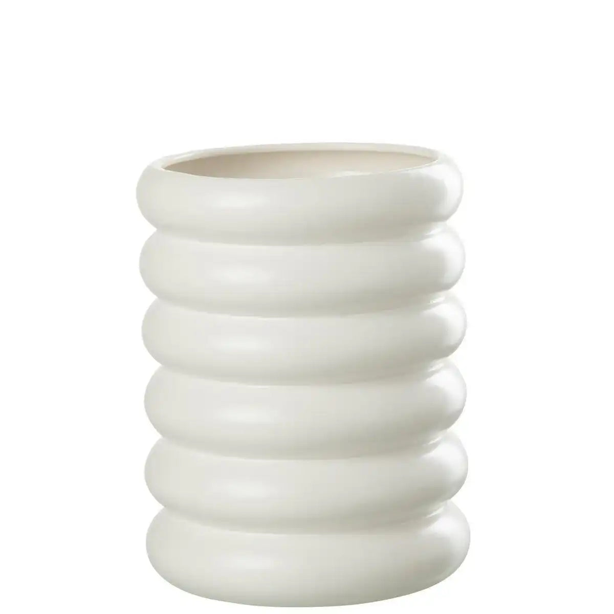 J-Line Blumentopf Cuffs – Porzellan – weiß – groß – Ø 20,00 cm - HomeDesign Knaus