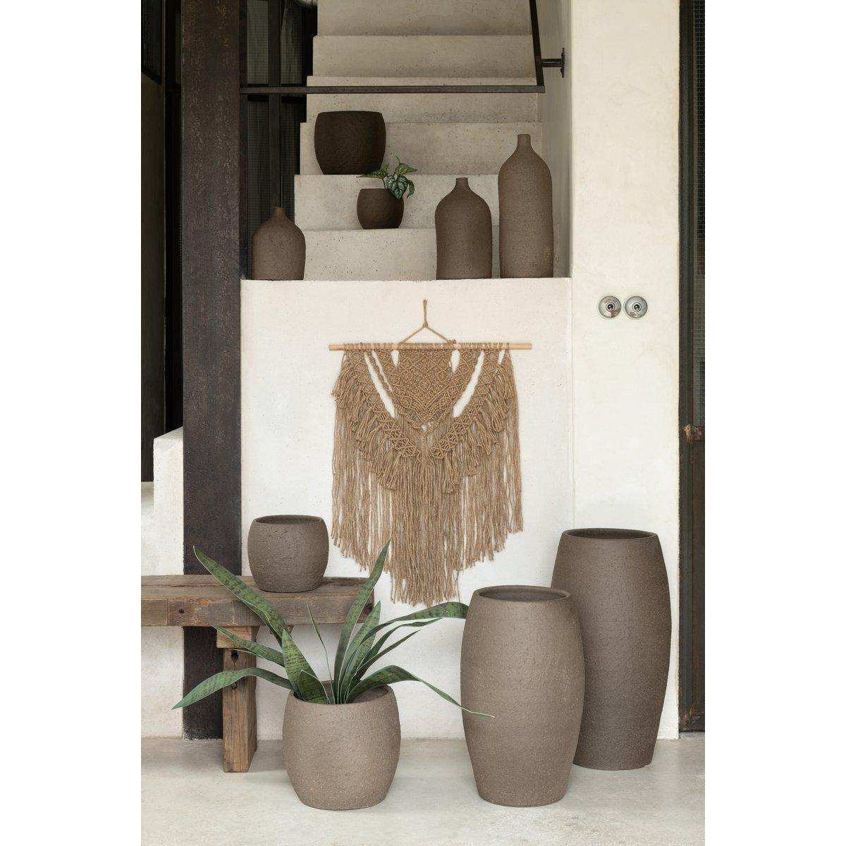 J-Line Blumentopf Enya - Keramik - Braun - Groß - Ø 24,00 cm - HomeDesign Knaus