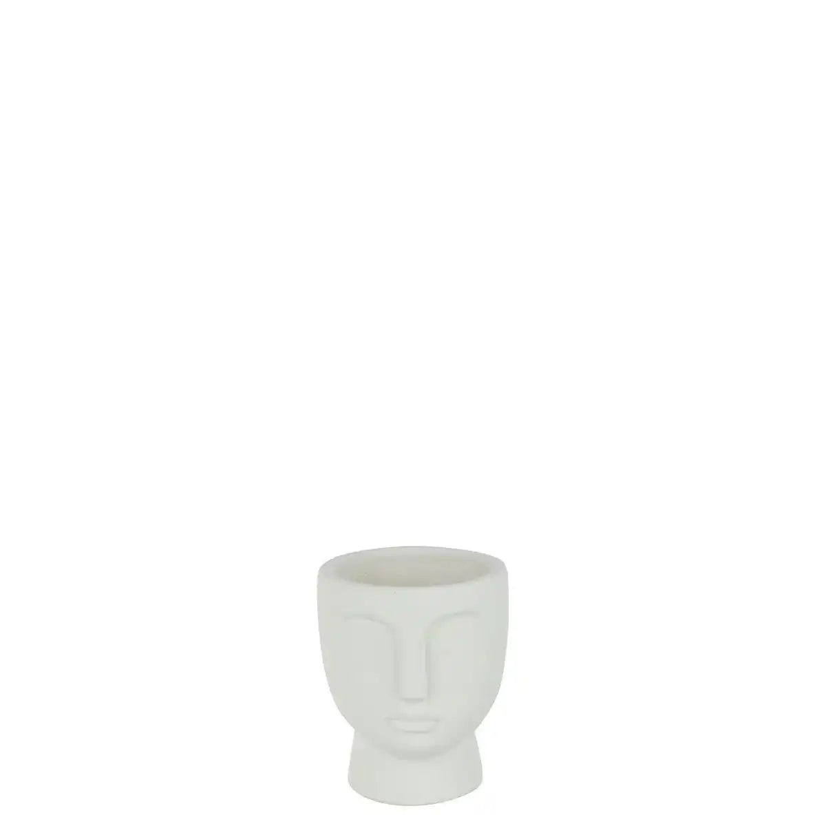 J-Line Blumentopf Face – Zement – Weiß – klein - HomeDesign Knaus