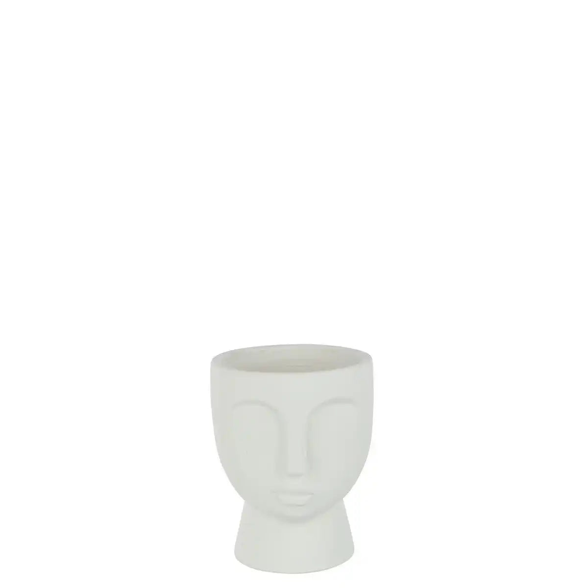 J-Line Blumentopf Face – Zement – Weiß – mittelgroß - HomeDesign Knaus