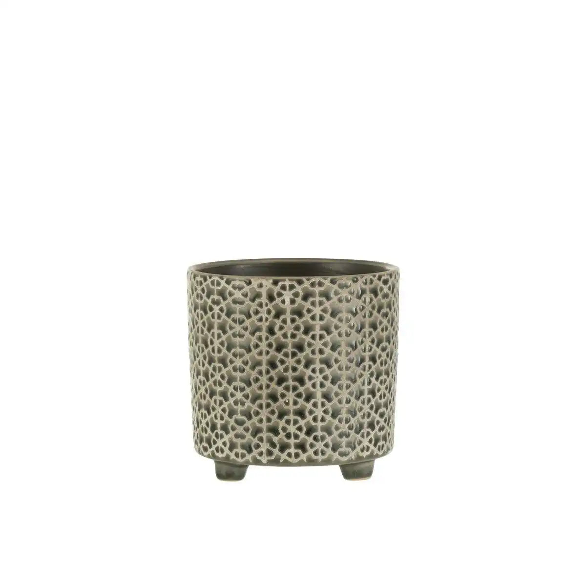 J-Line Blumentopf Flower - Keramik - graublau - Ø 14 cm - 2 Stück - HomeDesign Knaus