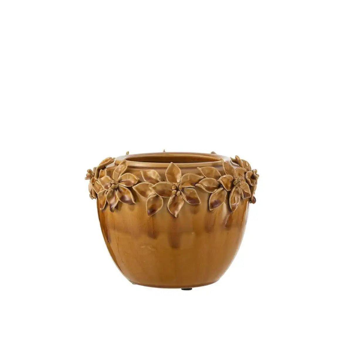 J-Line Blumentopf Flower - Keramik - Ocker - groß - Ø 22,00 cm - HomeDesign Knaus