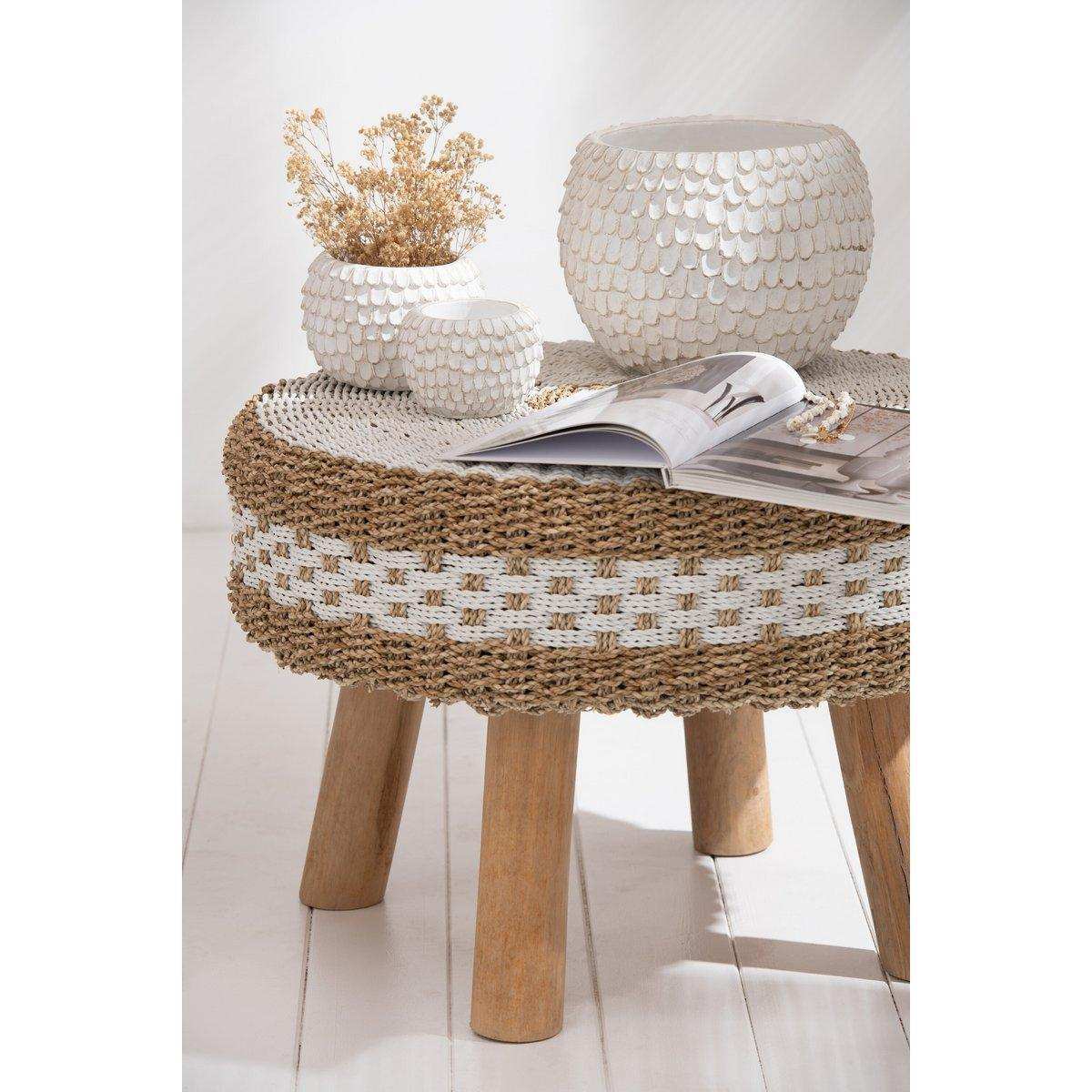 J-Line Blumentopf Foliage – Zement – Weiß – extra groß – Ø 24,00 cm - HomeDesign Knaus