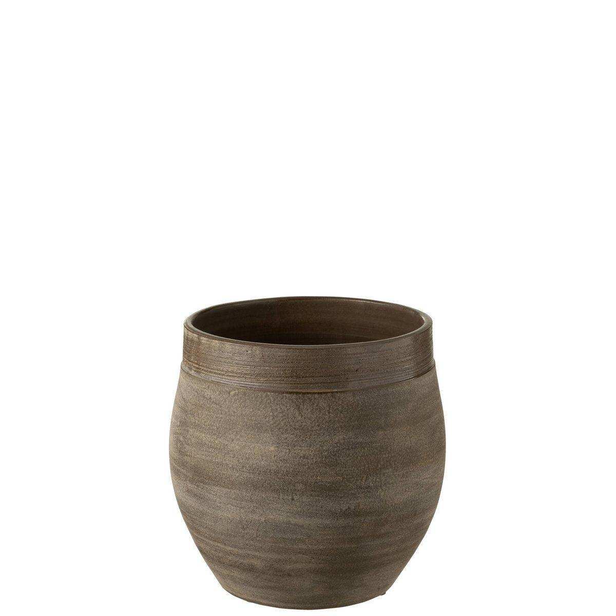 J-Line Blumentopf Gio - Keramik - Braun - Groß - Ø 29,00 cm - HomeDesign Knaus