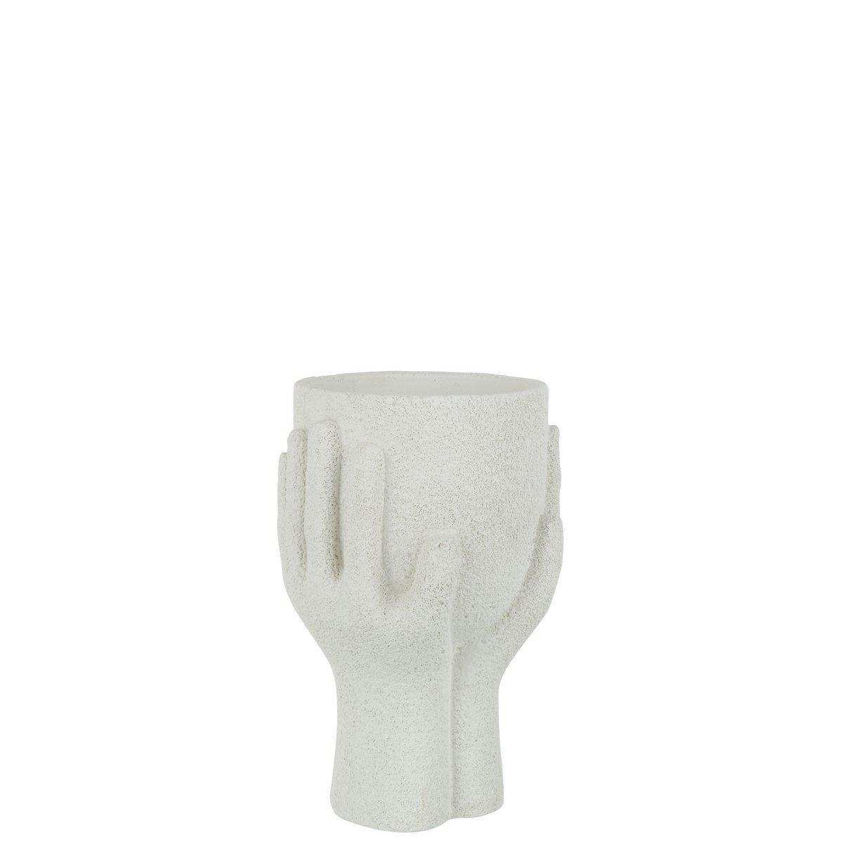 J-Line Blumentopf Hands – Zement – Weiß – groß - HomeDesign Knaus