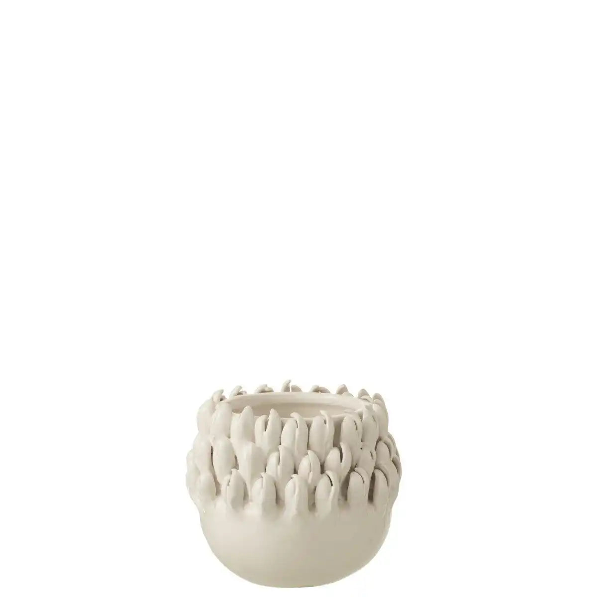 J-Line Blumentopf Ibiza - Keramik - Weiß - klein - Ø 13,50 cm - HomeDesign Knaus
