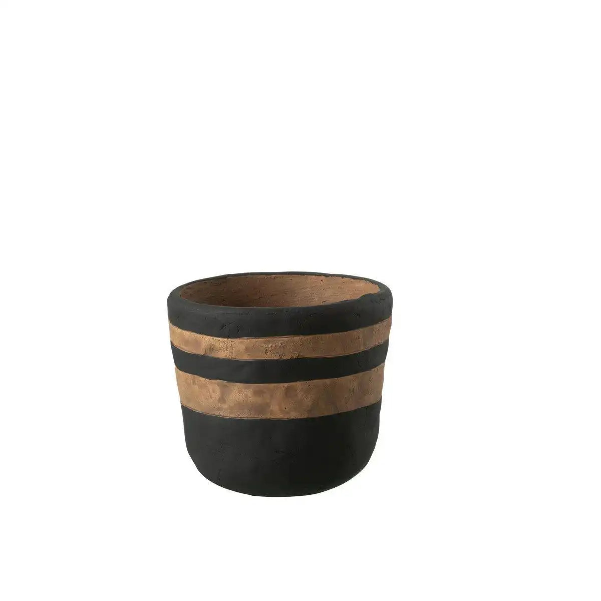 J-Line Blumentopf Kenya - Keramik - Schwarz/Braun - Mittel - Ø 17,50 cm - HomeDesign Knaus