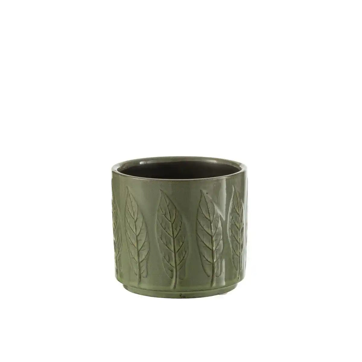 J-Line Blumentopf Leaf - Keramik - Grün - Klein - Ø 13,00 cm - - HomeDesign Knaus