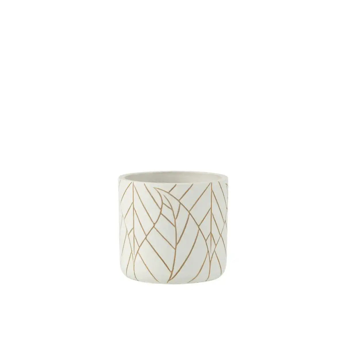 J-Line Blumentopf Leaf Keramik Weiß/Gold Klein - HomeDesign Knaus