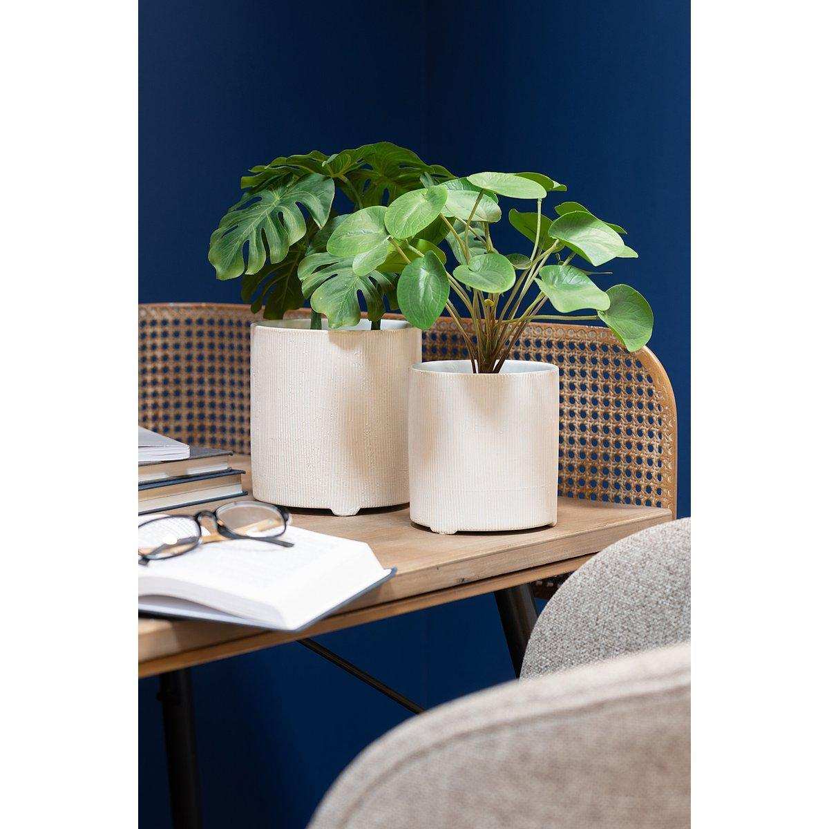 J-Line Blumentopf Maria Rund - Keramik - Weiß - Ø 12 cm - - HomeDesign Knaus