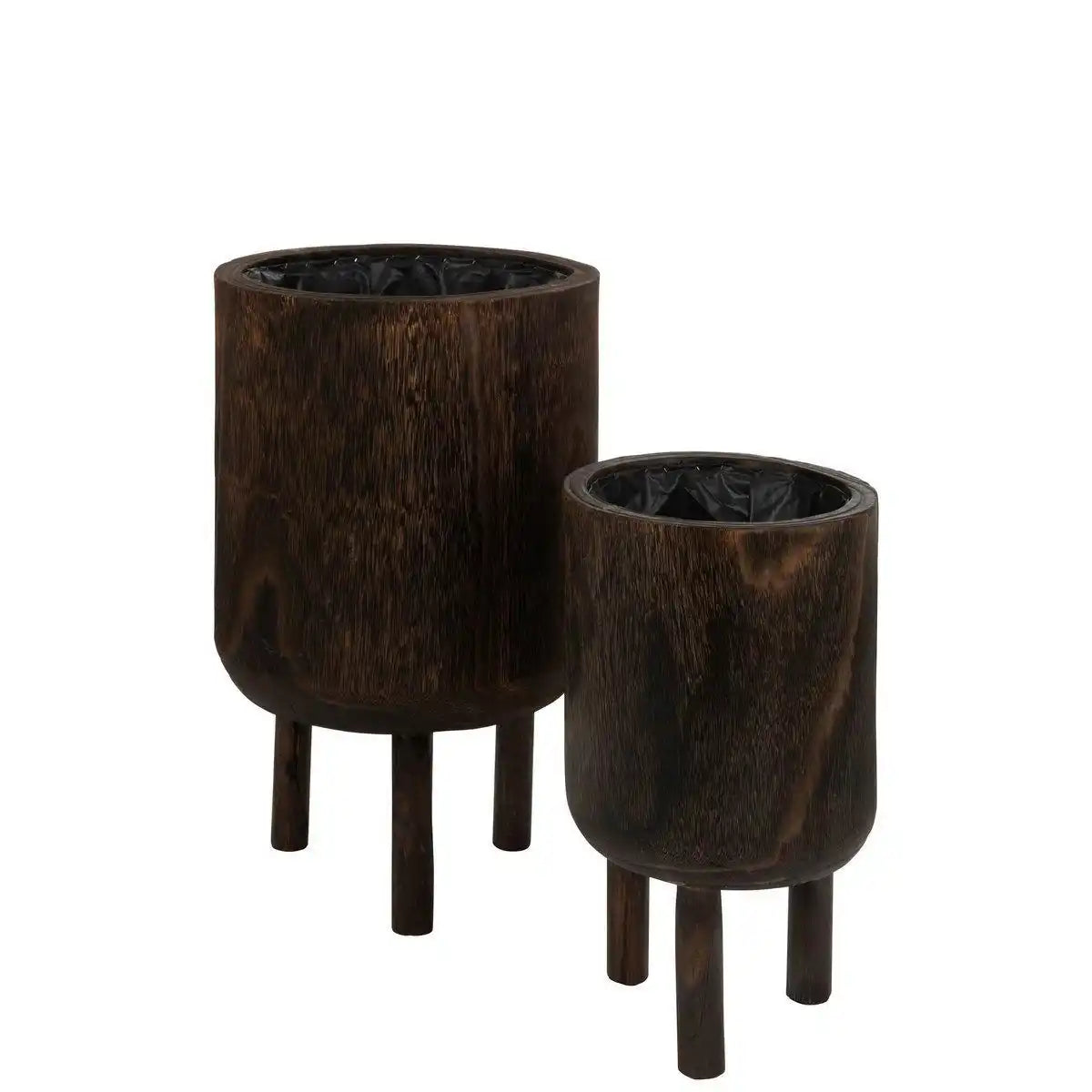 J-Line Blumentopf On Foot Paulownia – Holz – braun – groß – Ø 32,00 cm - HomeDesign Knaus