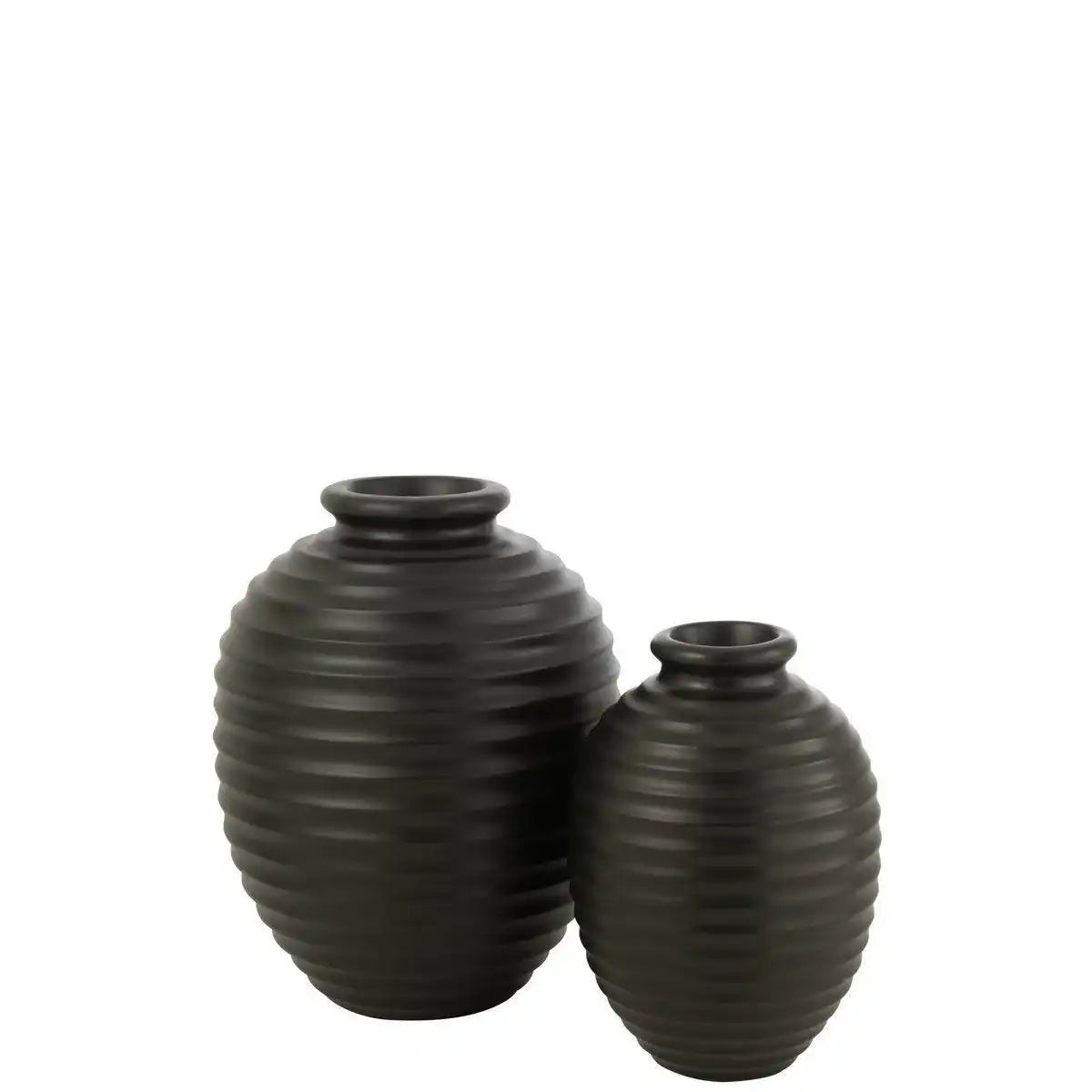J-Line Blumentopf Oval - Terrakotta - Schwarz - Groß - HomeDesign Knaus