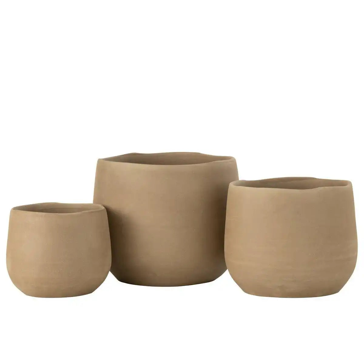 J-Line Blumentopf Plain – Keramik – Beige – groß - HomeDesign Knaus