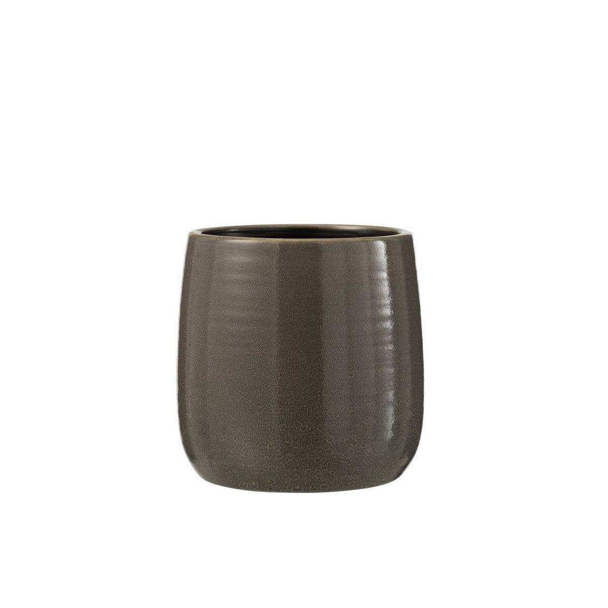 J-Line Blumentopf Plain – Keramik – Grau – groß – Ø 16,50 cm - HomeDesign Knaus