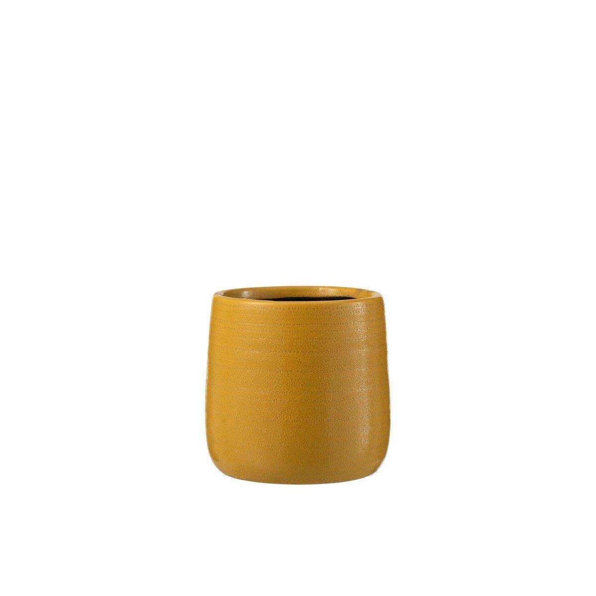 J-Line Blumentopf Plain - Keramik - Ocker - klein - Ø 12,00 cm - 2 Stück - HomeDesign Knaus