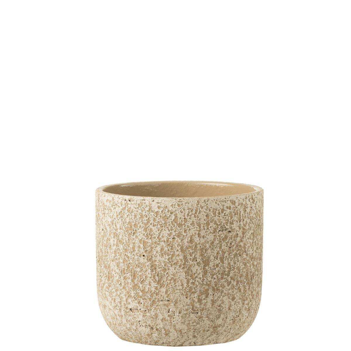 J-Line Blumentopf Rough – Keramik – Beige – groß – Ø 22,00 cm - HomeDesign Knaus