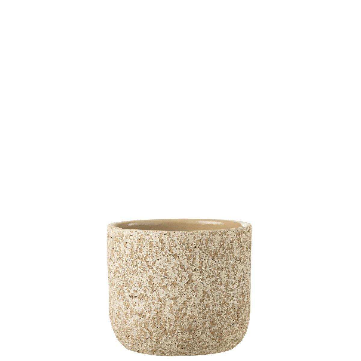 J-Line Blumentopf Rough – Keramik – Beige – mittel – Ø 18,00 cm - HomeDesign Knaus