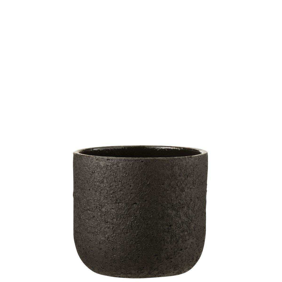J-Line Blumentopf Rough - Keramik - Schwarz - Groß - Ø 22,00 cm - HomeDesign Knaus