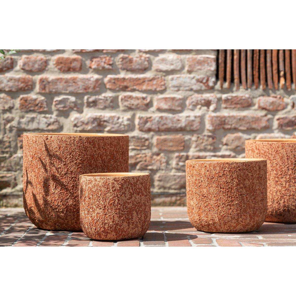 J-Line Blumentopf Rough – Keramik – Teracotta – groß – Ø 22,00 cm - HomeDesign Knaus