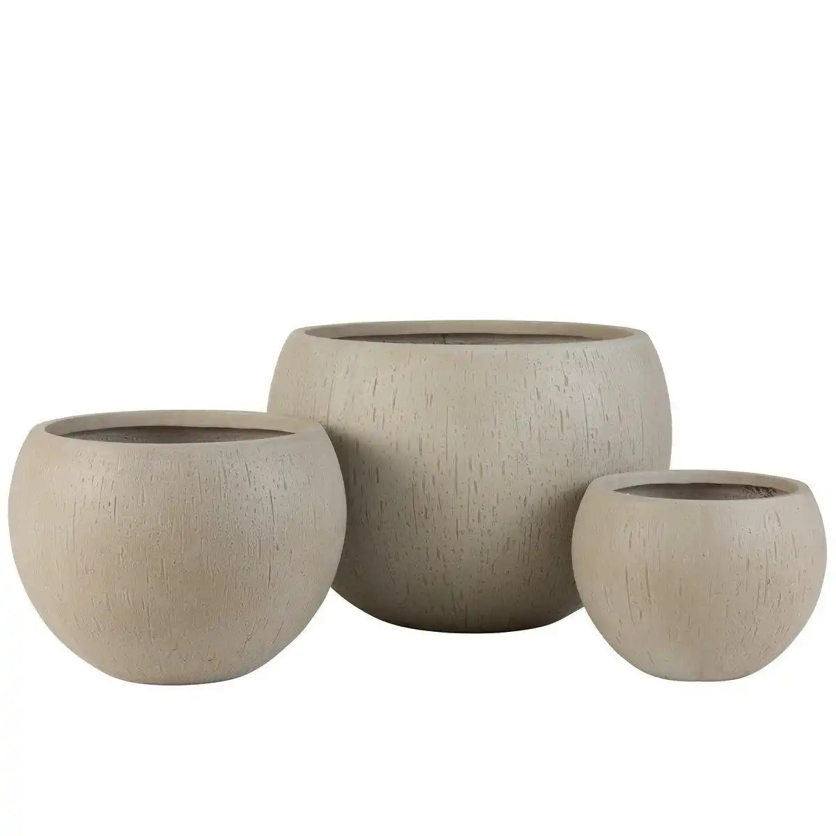 J-Line Blumentopf Round Clay - Keramik - Beige - Ø 55,50 cm - 3 Stück - HomeDesign Knaus