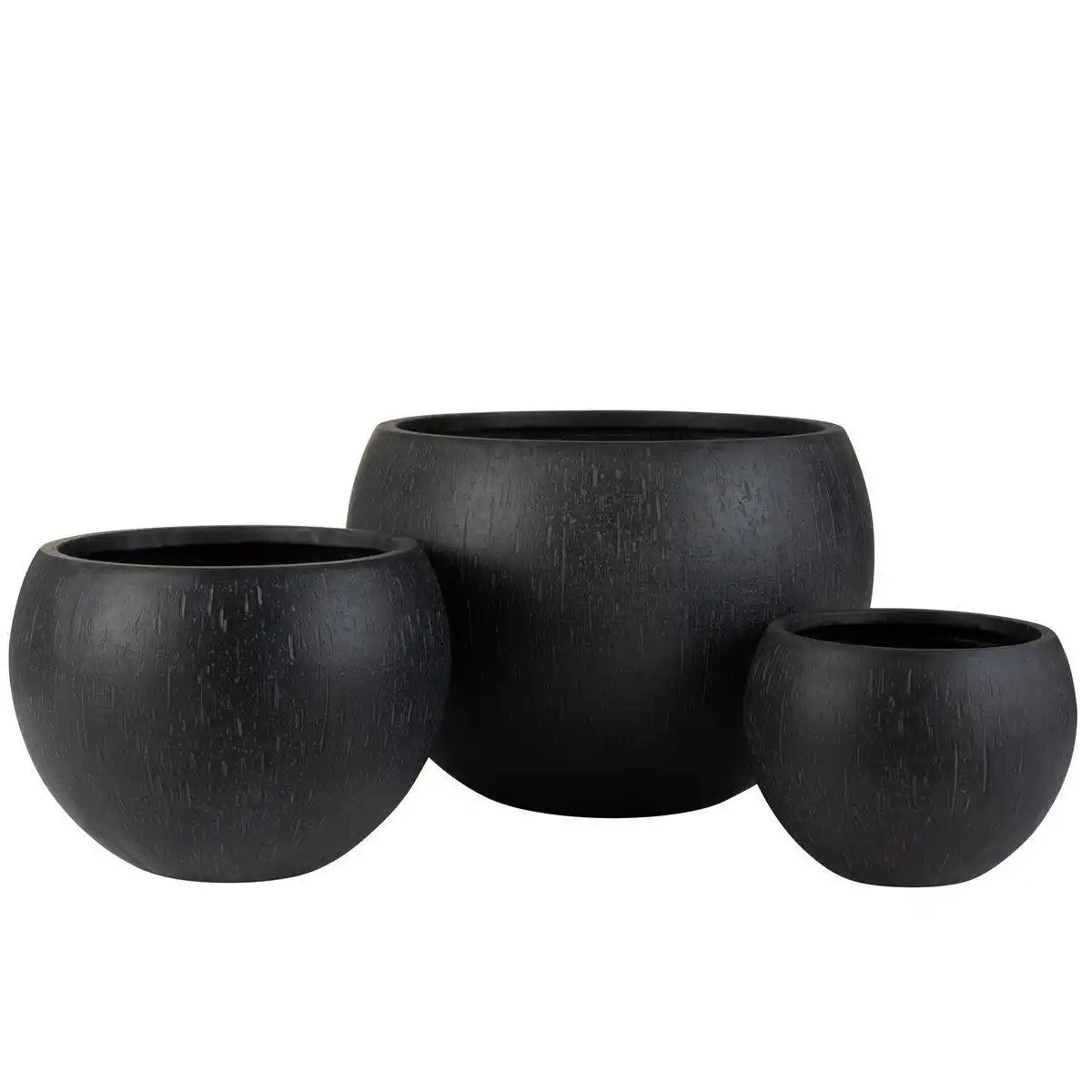 J-Line Blumentopf Round Clay - Keramik - Schwarz - Ø 55,50 cm - 3 Stück - HomeDesign Knaus