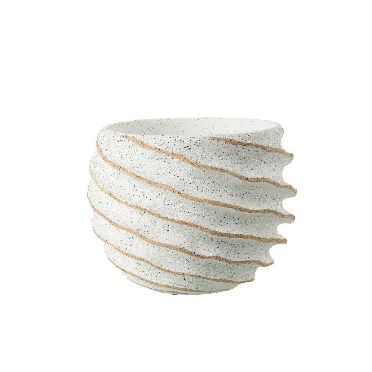 J-Line Blumentopf Stripe - Keramik - Weiß/Beige - Groß - Ø 27 cm - HomeDesign Knaus