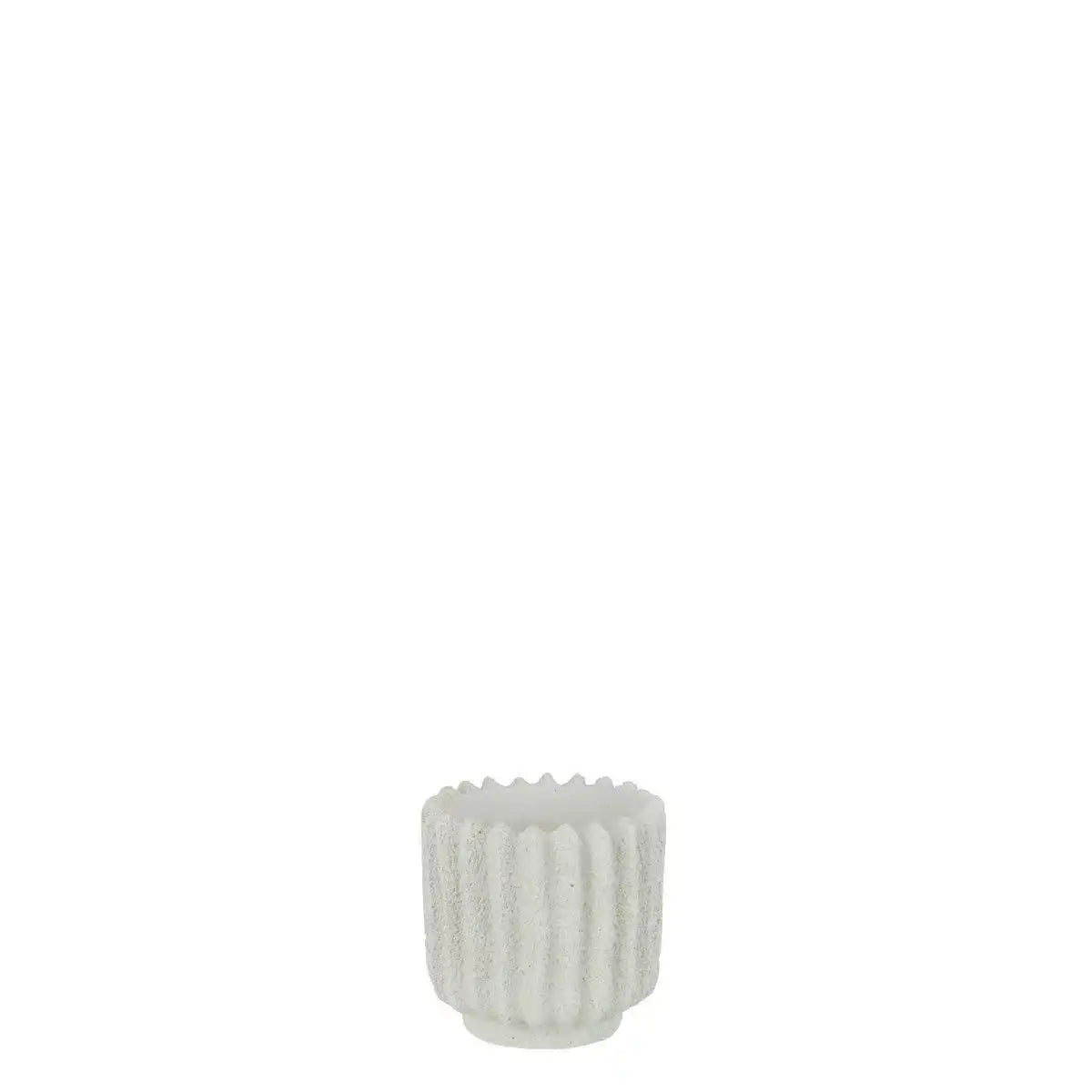 J-Line Blumentopf Stripe – Zement – Weiß – klein – - HomeDesign Knaus