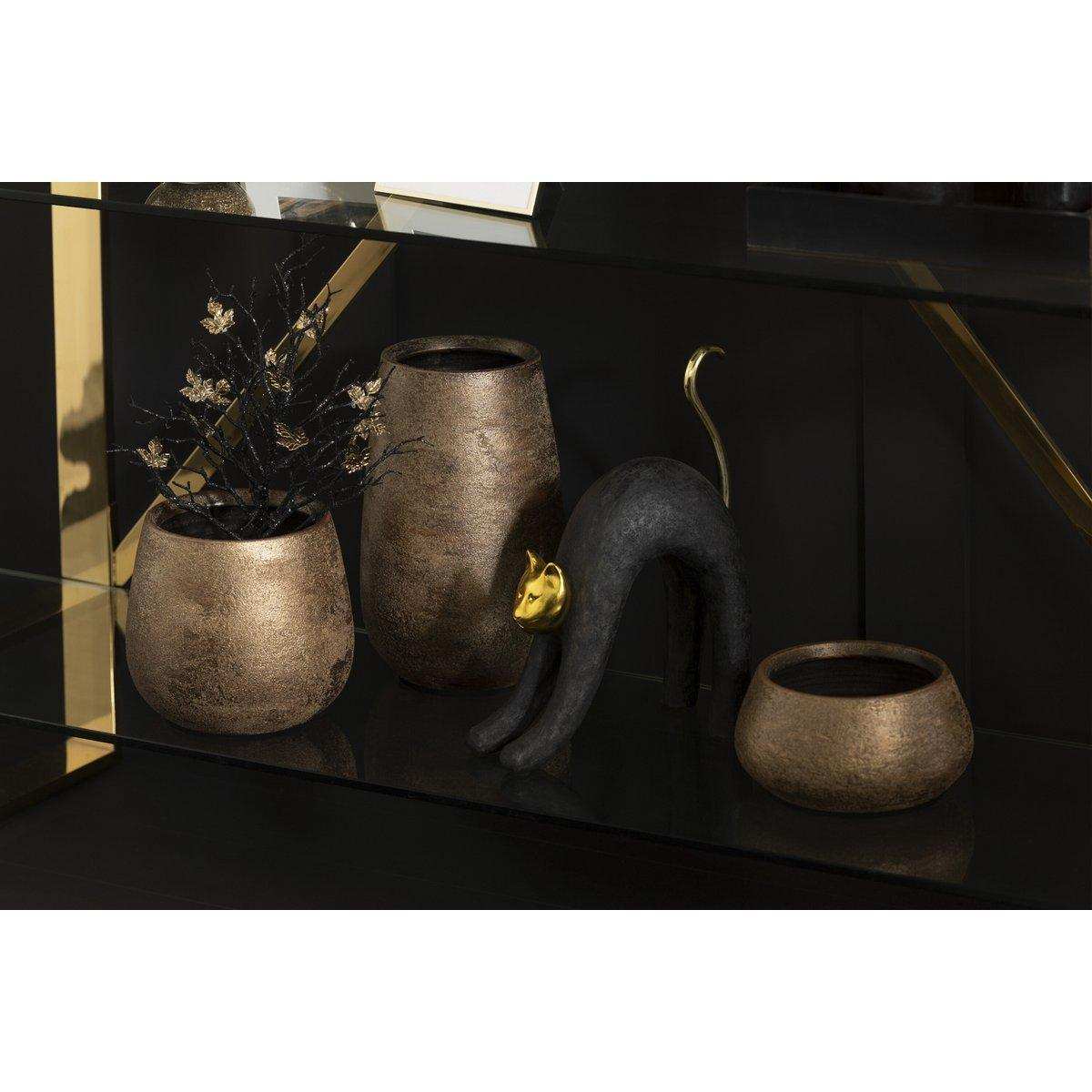 J-Line Blumentopf Uneben Niedrig Rau Keramik Gold - HomeDesign Knaus