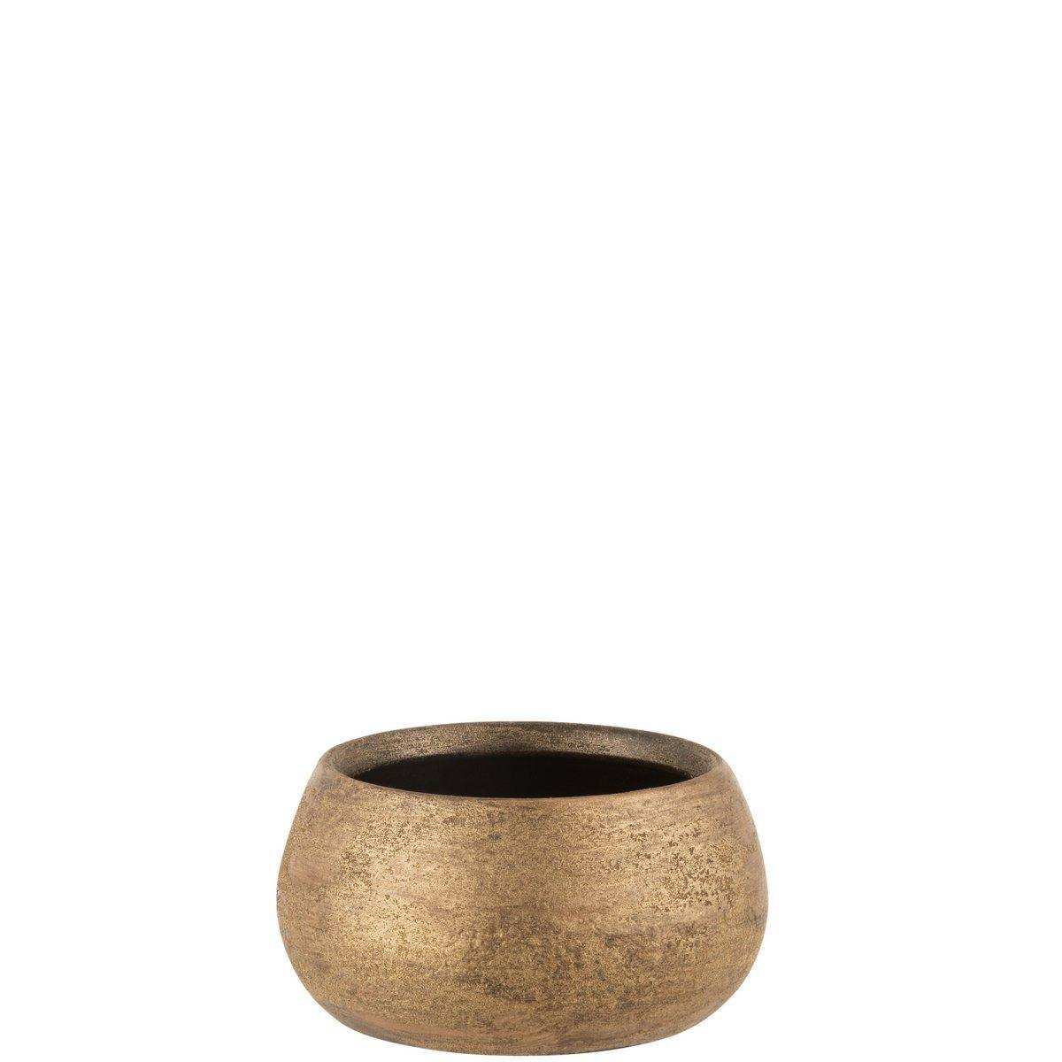 J-Line Blumentopf Uneben Niedrig Rau Keramik Gold - HomeDesign Knaus