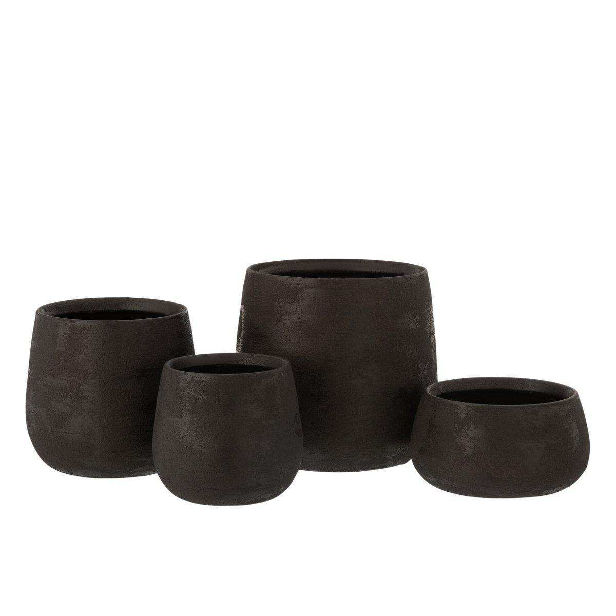 J-Line Blumentopf Uneven - Keramik - Schwarz - M - Ø 19 cm - HomeDesign Knaus