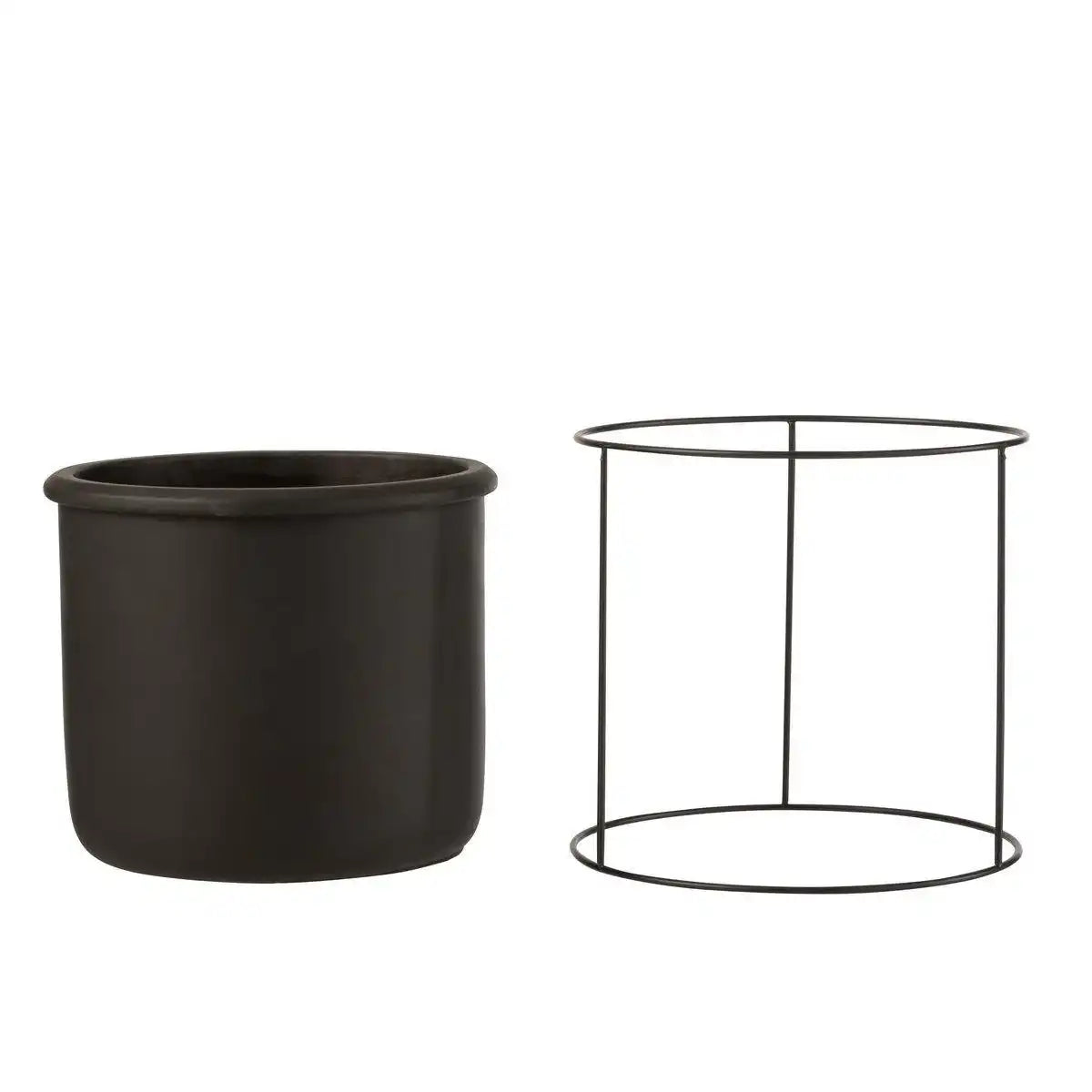 J-Line Blumentopf zum Aufhängen – Zement – Schwarz – L – Ø 20 cm - HomeDesign Knaus