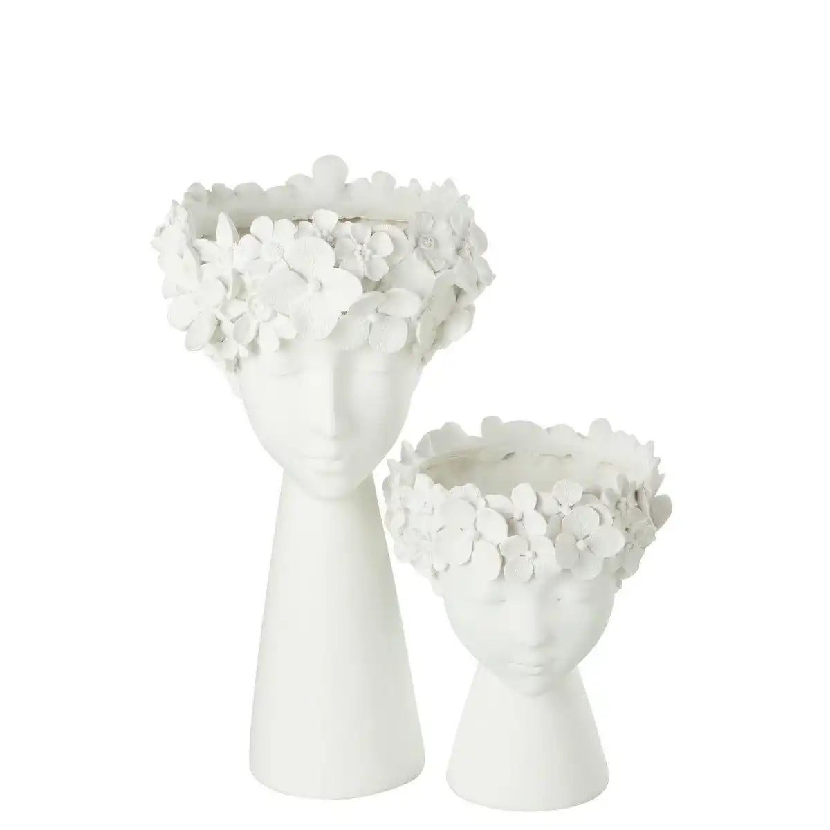 J-Line Blumentopfkopf, Kunstharz, Weiß, groß - HomeDesign Knaus