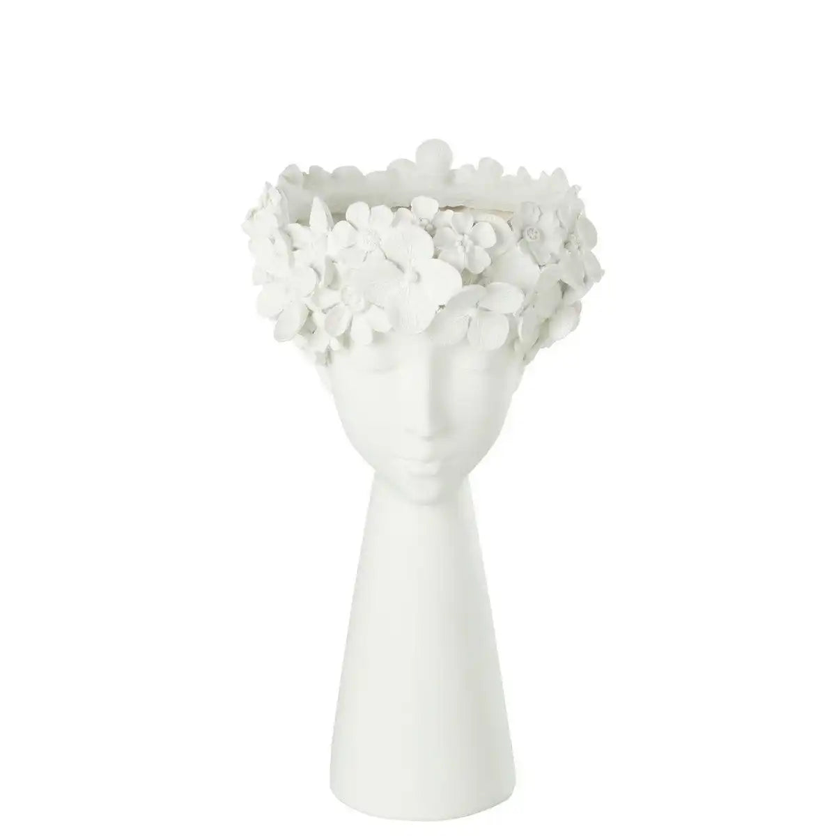 J-Line Blumentopfkopf, Kunstharz, Weiß, groß - HomeDesign Knaus