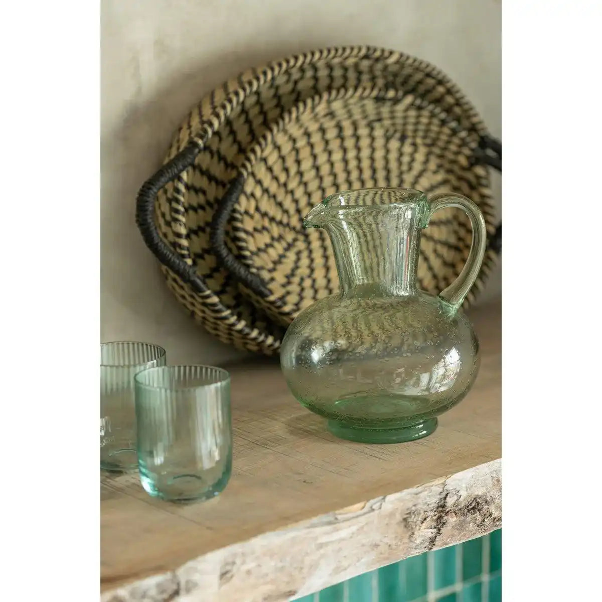 J-Line Bol Karaffe – Glas – transparent/grün - HomeDesign Knaus
