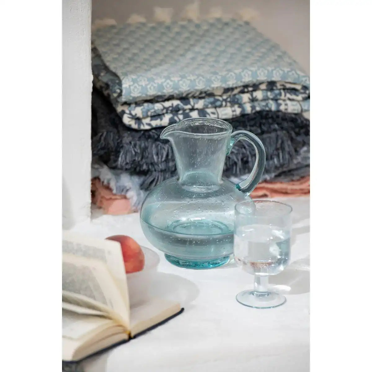 J-Line Bol Karaffe – Glas – transparent/hellblau - HomeDesign Knaus