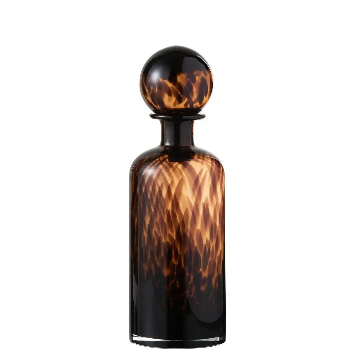 J-Line Bottle+Stopper Speckle Dekoratives Glas Braun/Schwarz Medium - HomeDesign Knaus