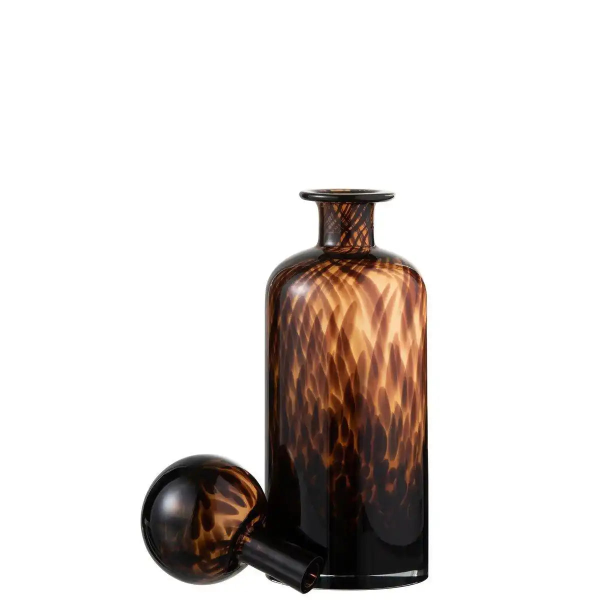J-Line Bottle+Stopper Speckle Dekoratives Glas Braun/Schwarz Medium - HomeDesign Knaus