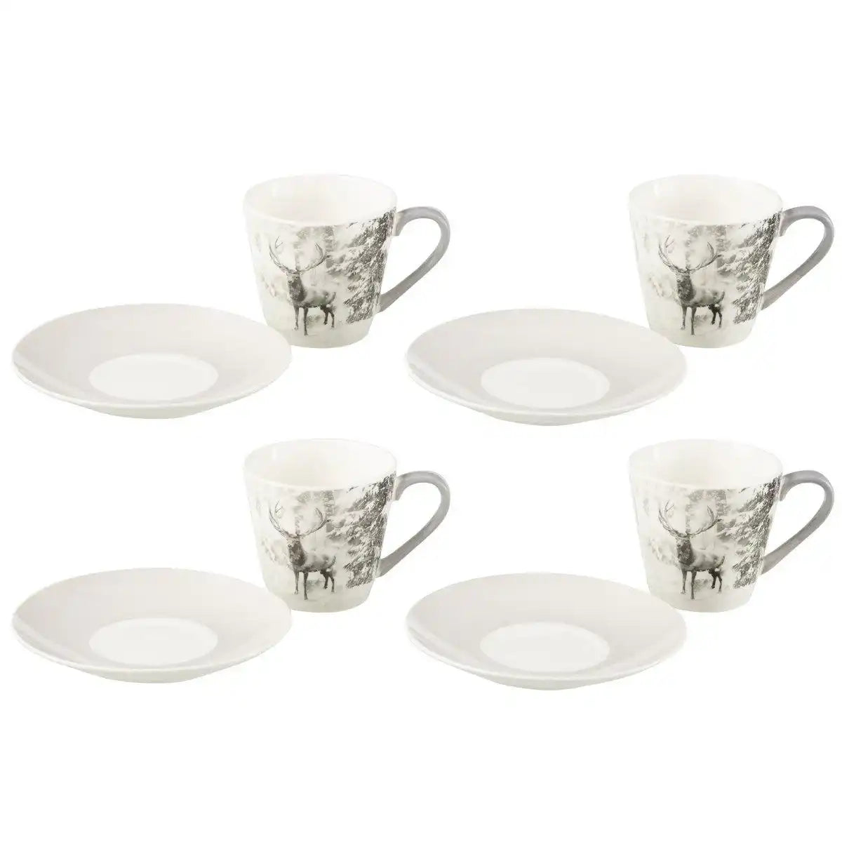J-Line Box 4 Beutel + Geschirr Rentier Geschenkbox Keramik Grau Groß - HomeDesign Knaus