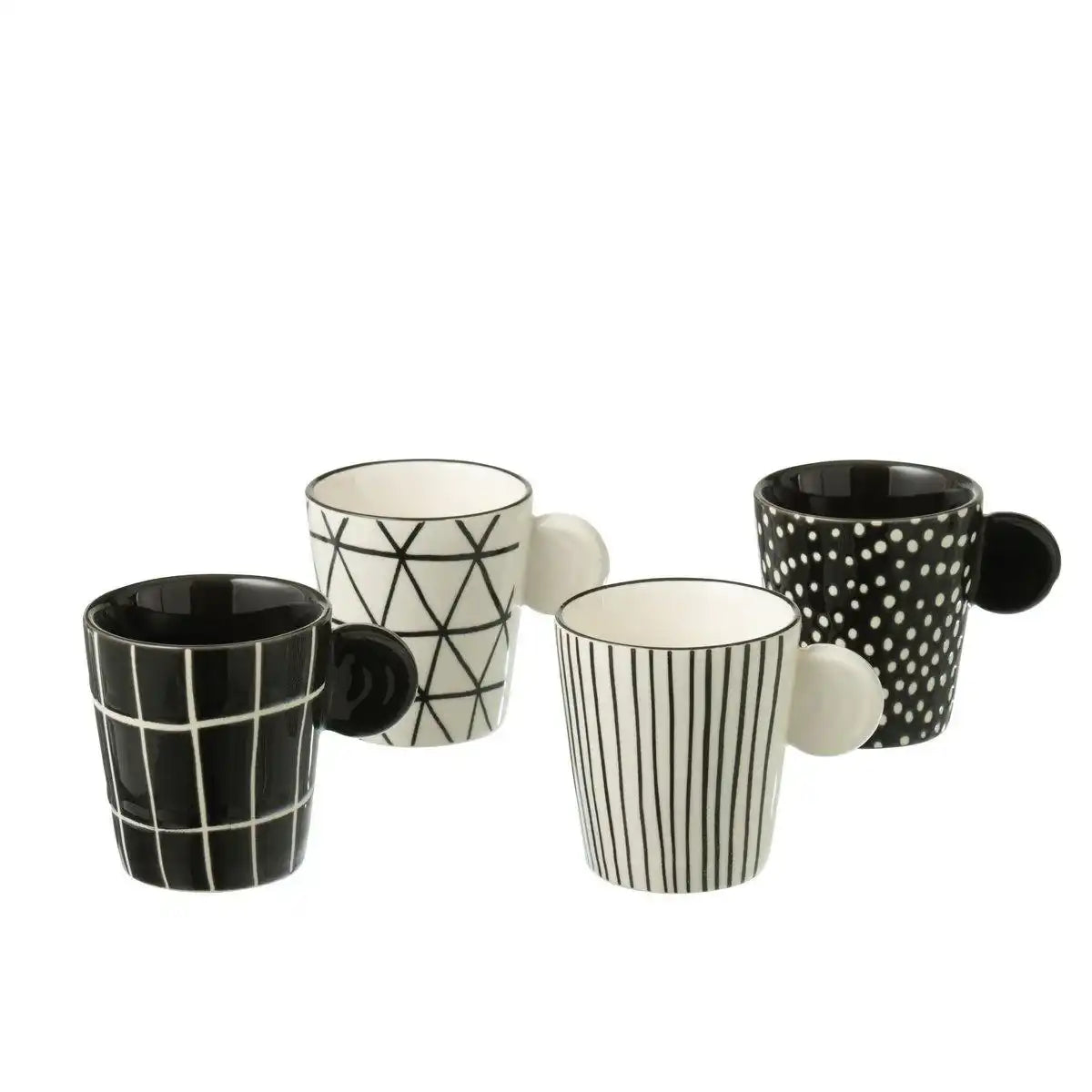 J-Line Box 4 Kaffeebeutel mit Ohr, Keramik, Schwarz/Weiß - HomeDesign Knaus