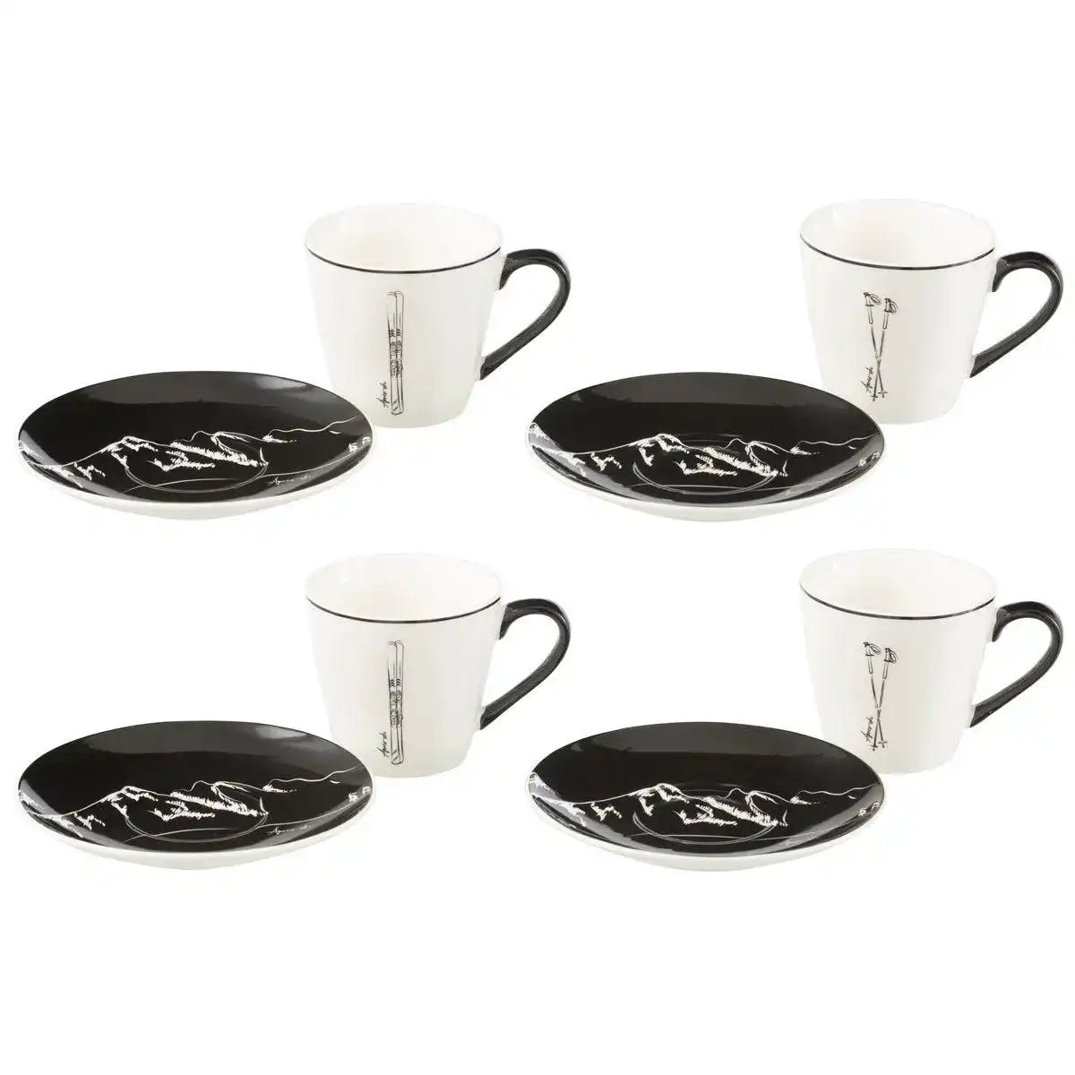 J-Line Box 4 Teebeutel + Geschirr Geschenkbox Keramik Schwarz/Weiß Groß - HomeDesign Knaus