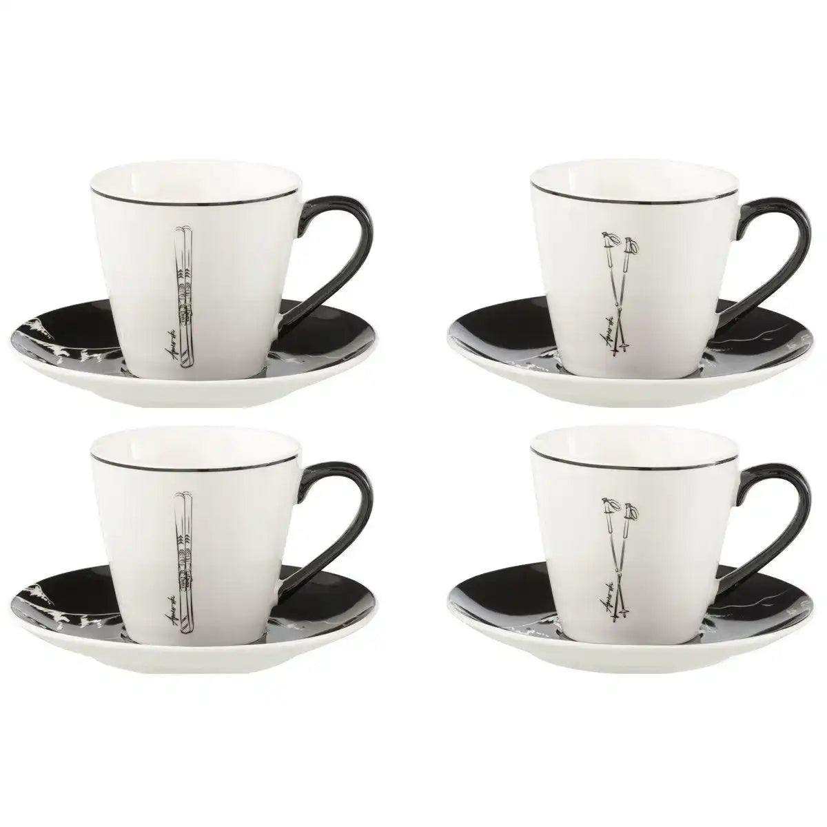 J-Line Box 4 Teebeutel + Geschirr Geschenkbox Keramik Schwarz/Weiß Groß - HomeDesign Knaus