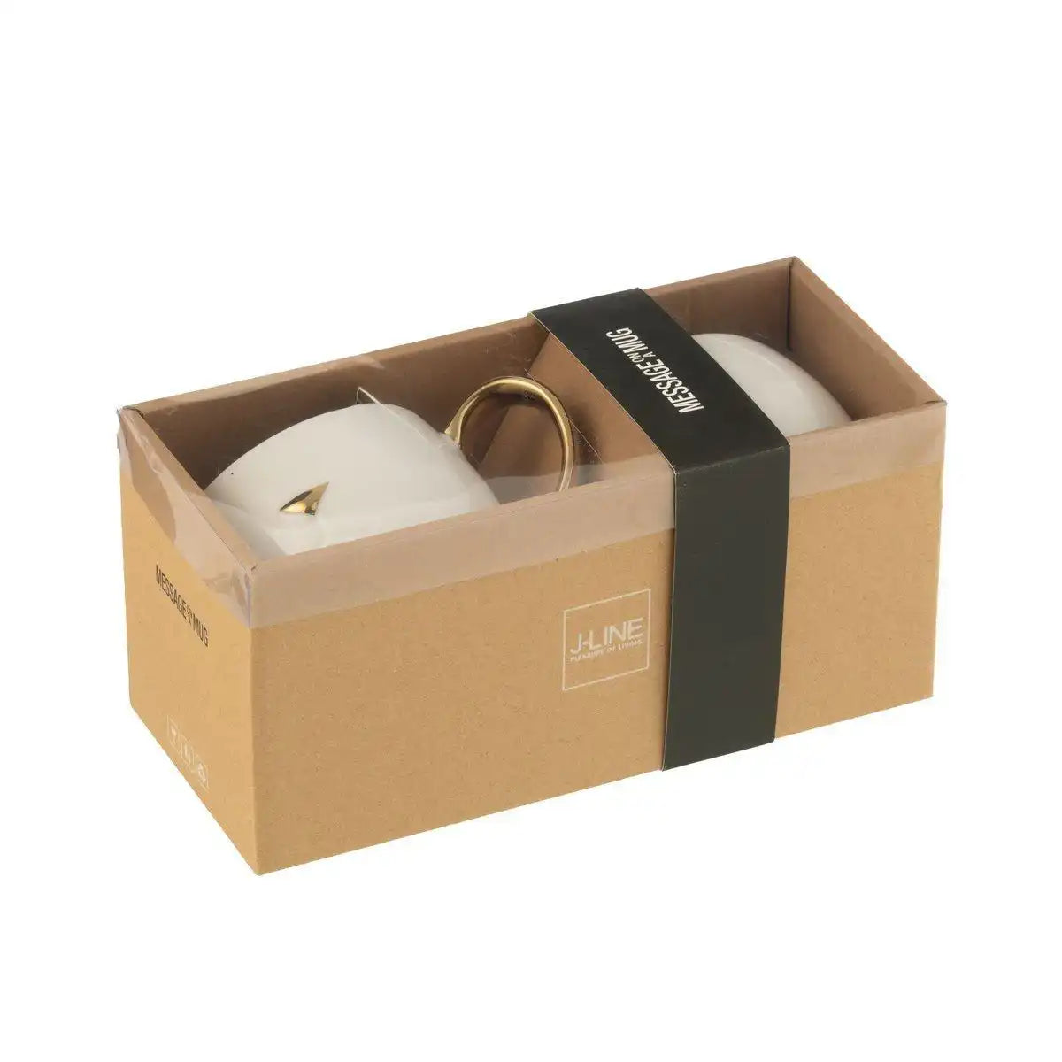 J-Line Box mit 2 Beuteln Katze Porzellan Weiß/Or - HomeDesign Knaus