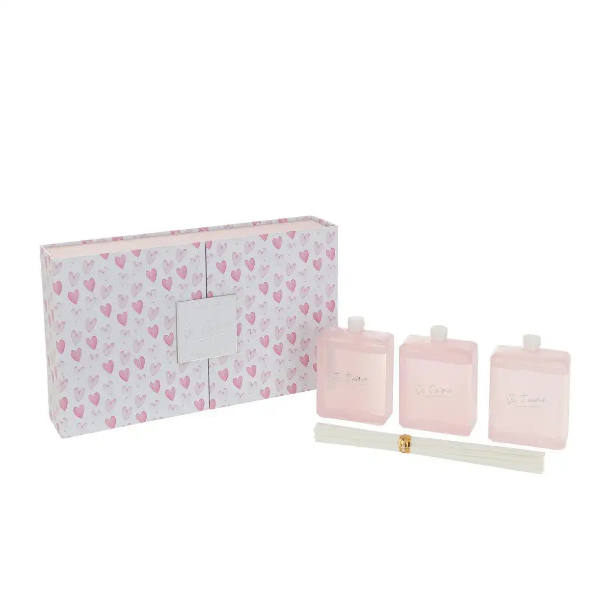 J-Line-Box mit 3 Duftölen + Je T'aime-Sticks – Holz – Rosa - HomeDesign Knaus