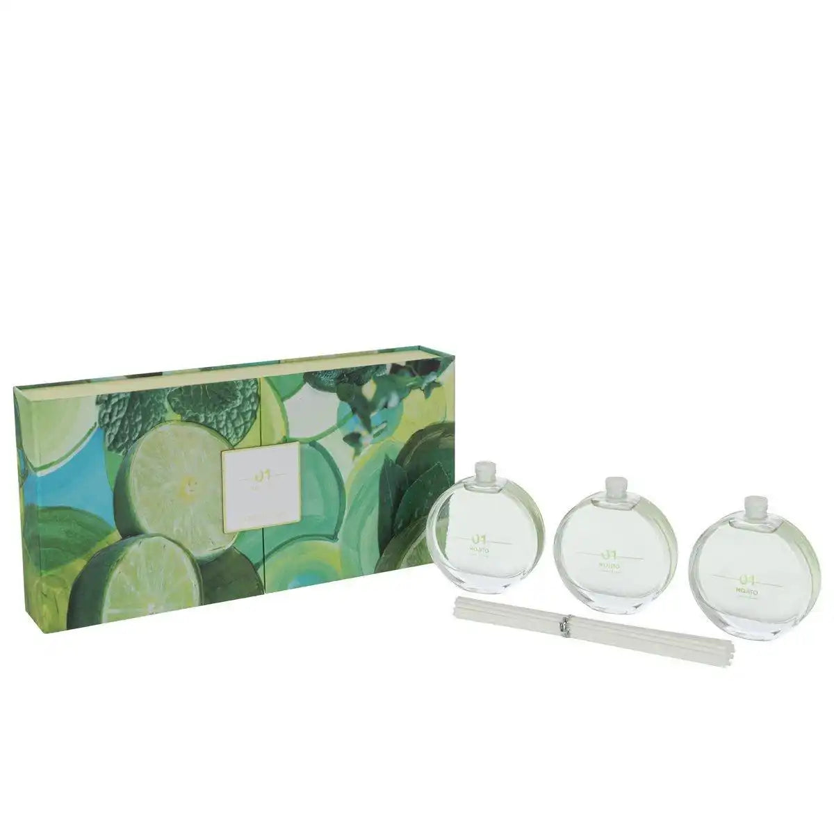 J-Line Box mit 3 Duftölen Mojito – Glas – transparent - HomeDesign Knaus