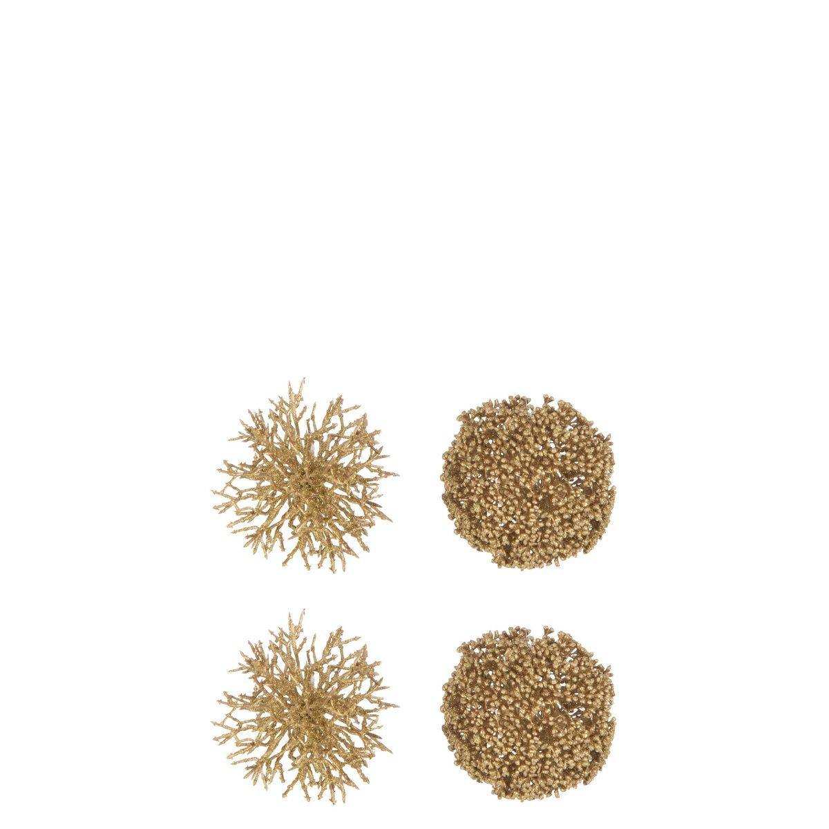 J-Line Box mit 4 Kugelanhängern rund/Koralle Kunststoff Gold - HomeDesign Knaus